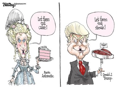 Political Cartoon U.S. Trump Steaks Marie Antoinette
