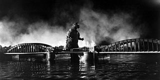 Godzilla destroying Tokyo in Godzilla (1954)