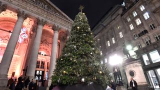 General view of the Christmas tree lights at The Royal Exchange in London. PRESS ASSOCIATION Photo. Picture date: Wednesday November 22nd, 2017. Photo credit should read: Matt Crossick/PA Wir