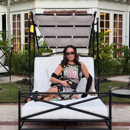 Bella Gerard on a poolside daybed channeling snowbird style