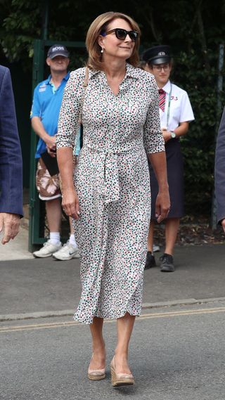 Carole Middleton at Wimbledon on July 11, 2018 in London, England