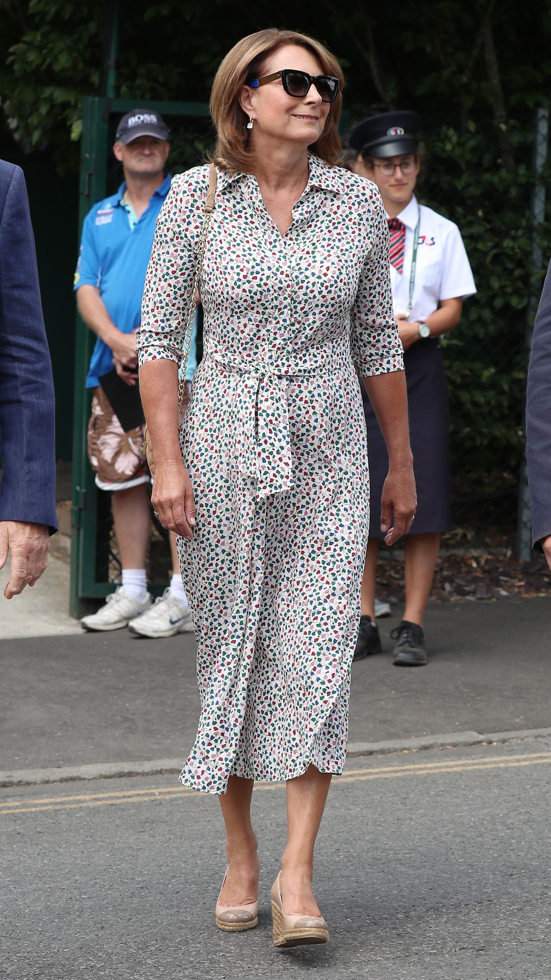 Carole Middleton ve Wimbledonu 11. července 2018 v Londýně v Anglii