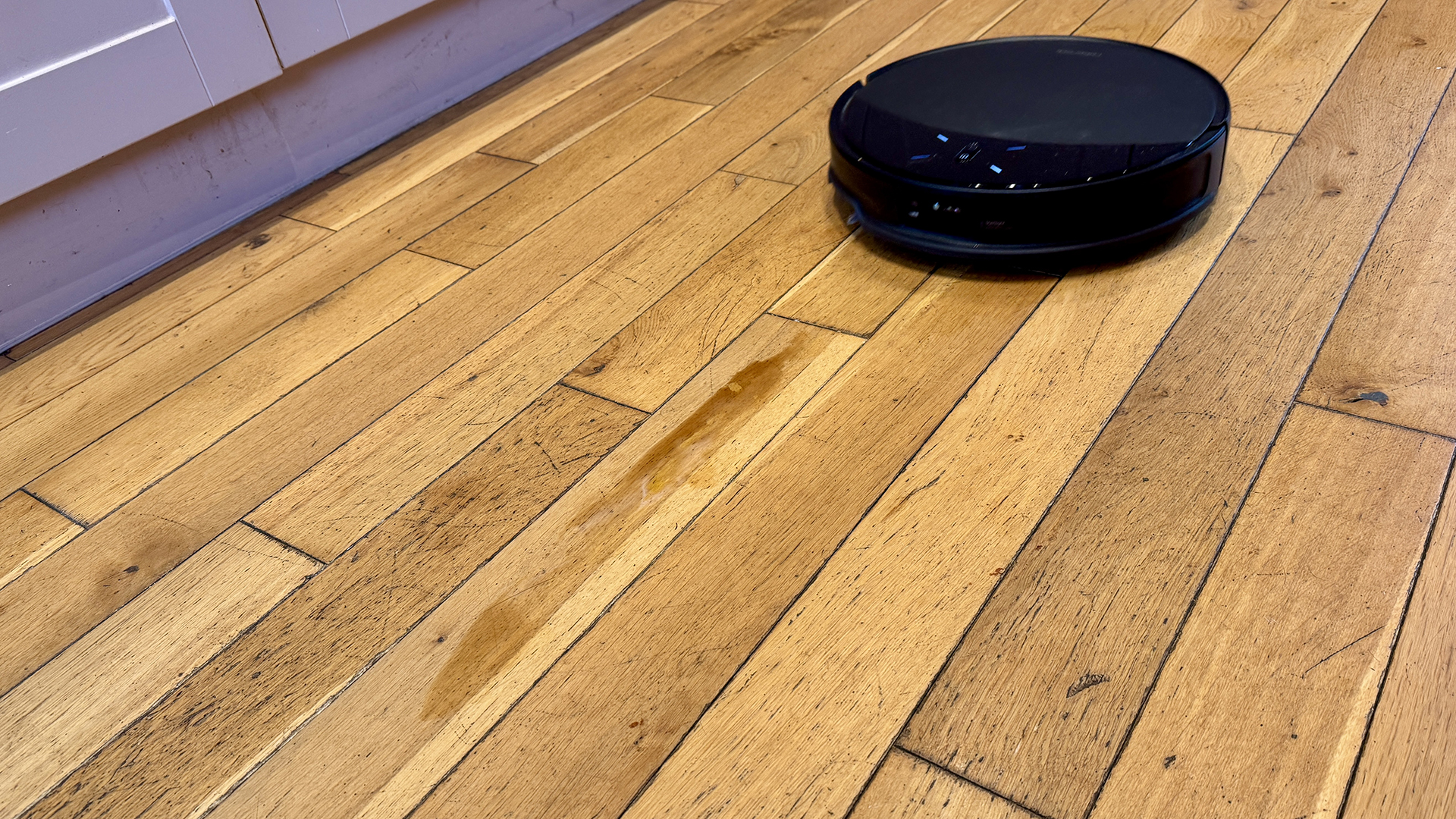 Roborock Saros 10R robot vacuum and mop before doing mop test on hard floor