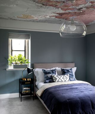 Bedroom ceiling light with map wall and pendant