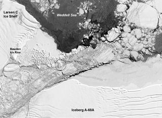 This rectangular iceberg cruises through dangerous waters near Antarctica's Bawden Ice Rise in October 2018.
