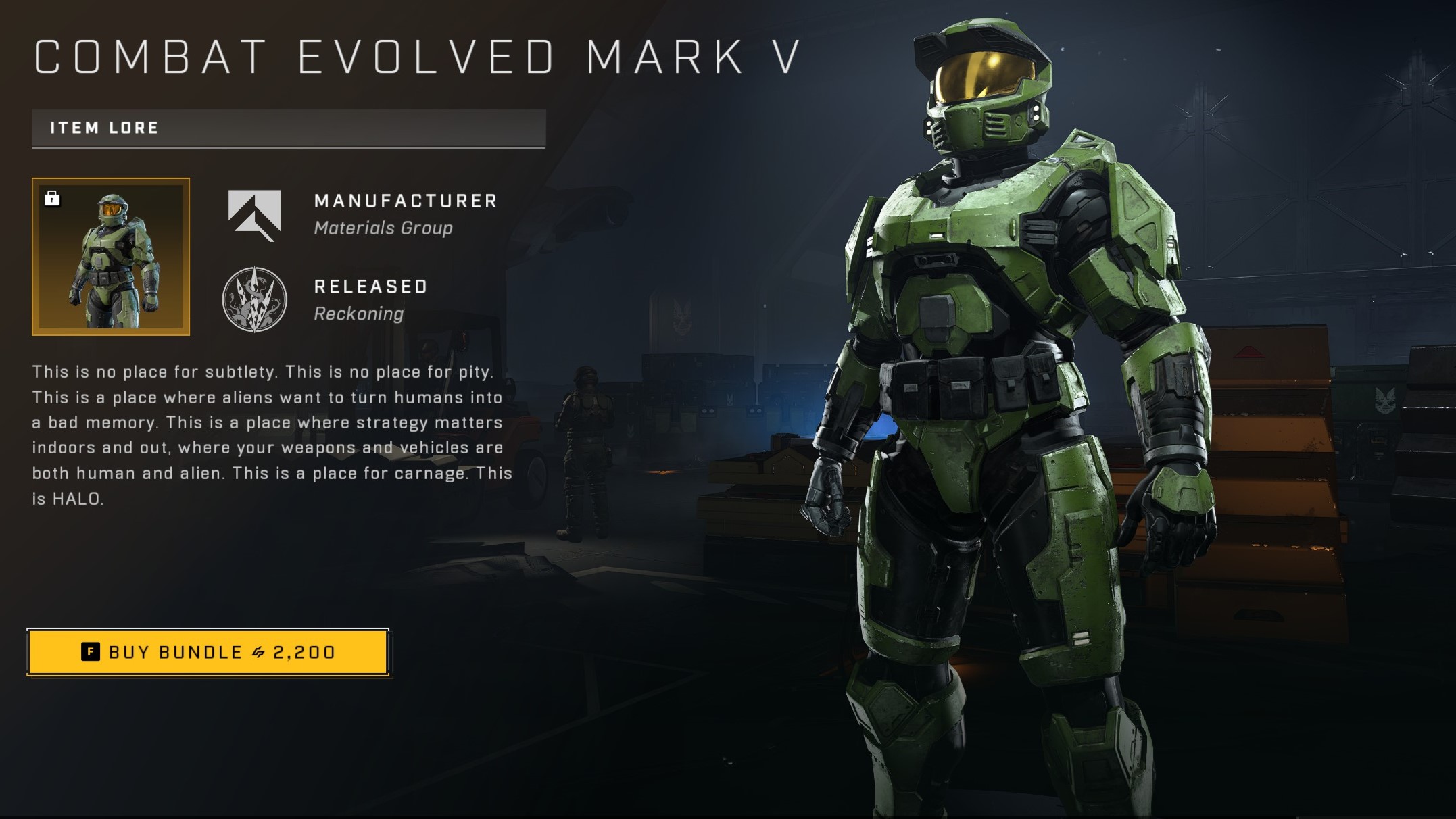 Halo Infinite Mark V armor