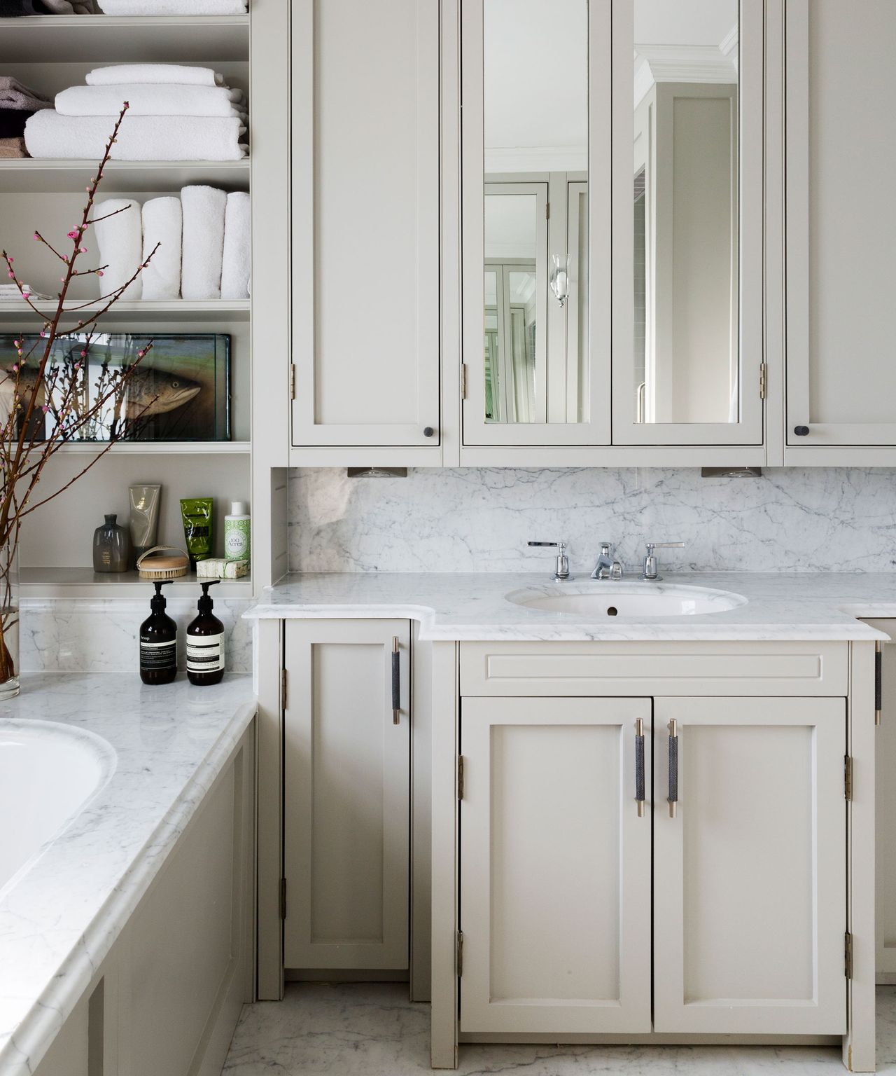 Jack and Jill bathroom with storage
