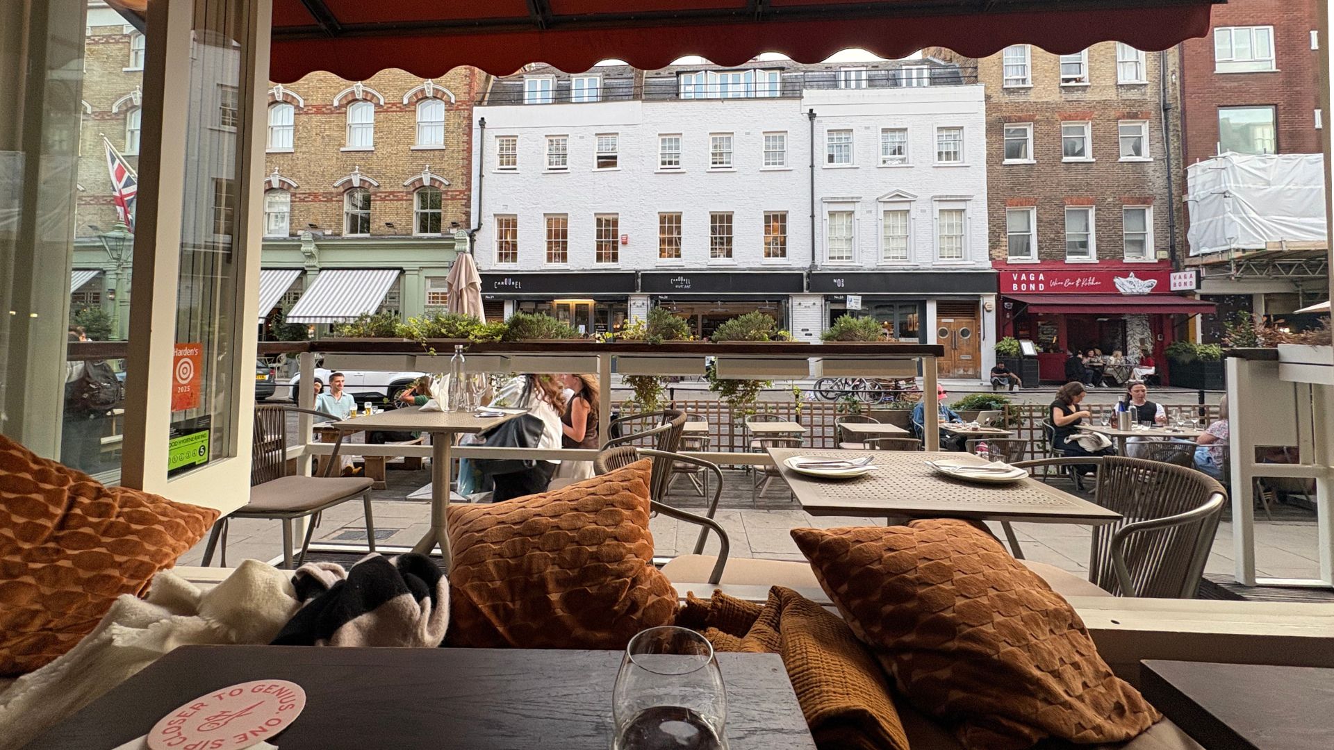 an image of Charlotte St taken from inside the La Spot restaurant