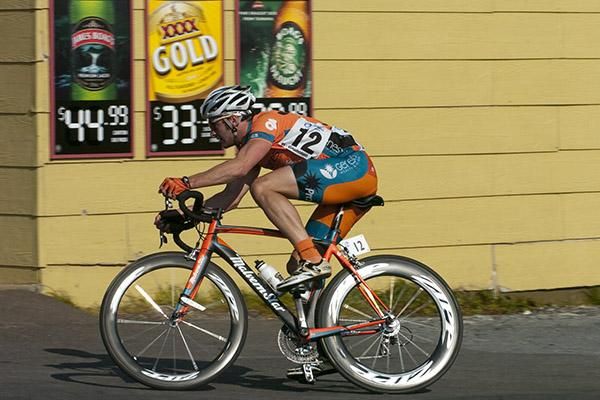 Nathan Haas (Genesys Wealth Advisers) corners near the General Store at South Riana as the race hits the final twenty kilometres.