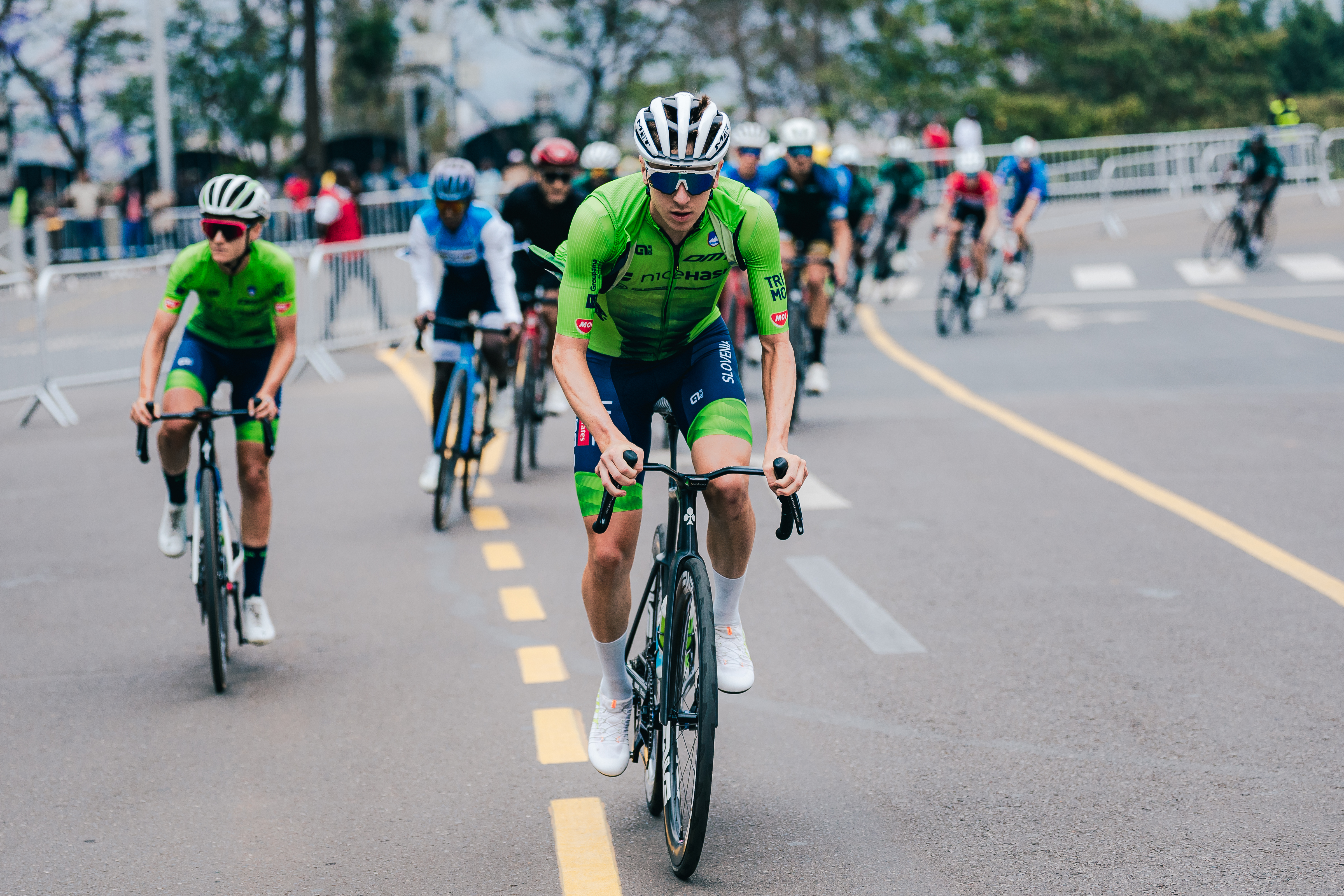 Picture by Alex Whitehead/SWpix.com - 24/09/2025 - Cycling - 2025 UCI Road World Championships - Kigali Convention Centre, Kigali, Rwanda - Road Race Training - Tadej Pogačar (Slovenia)