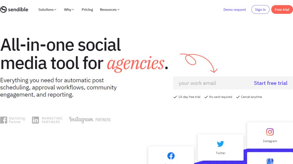 Website screenshot for Sendible