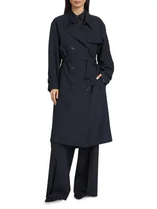 Wool-Blend Double-Breasted Trench Coat