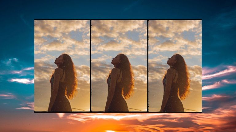 woman in sunset on sunset background