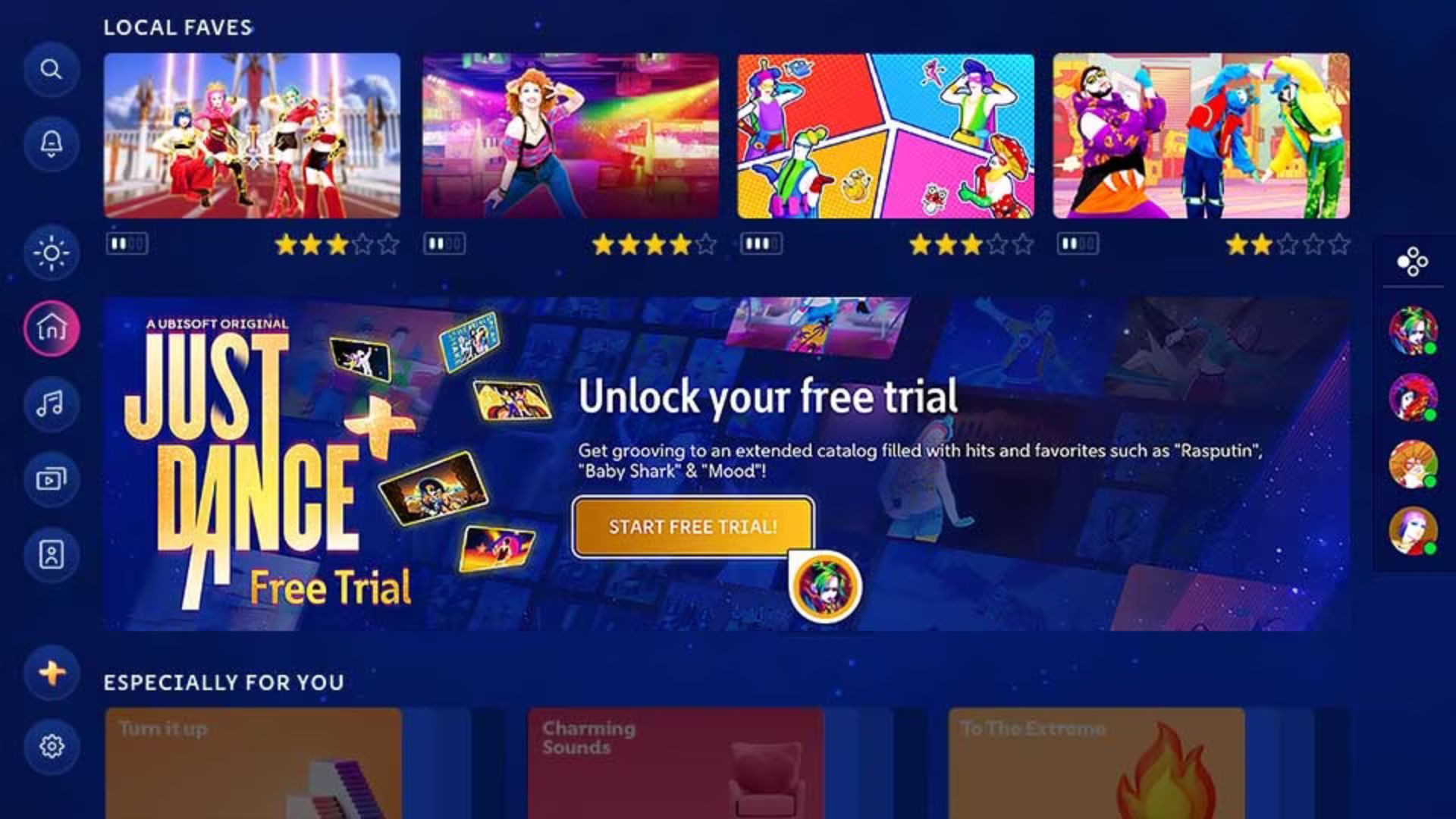 Just Dance+ free trial screen