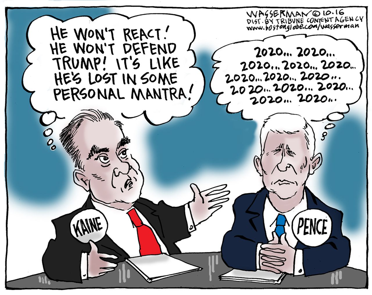 Political cartoon U.S. 2016 election Vice President debate