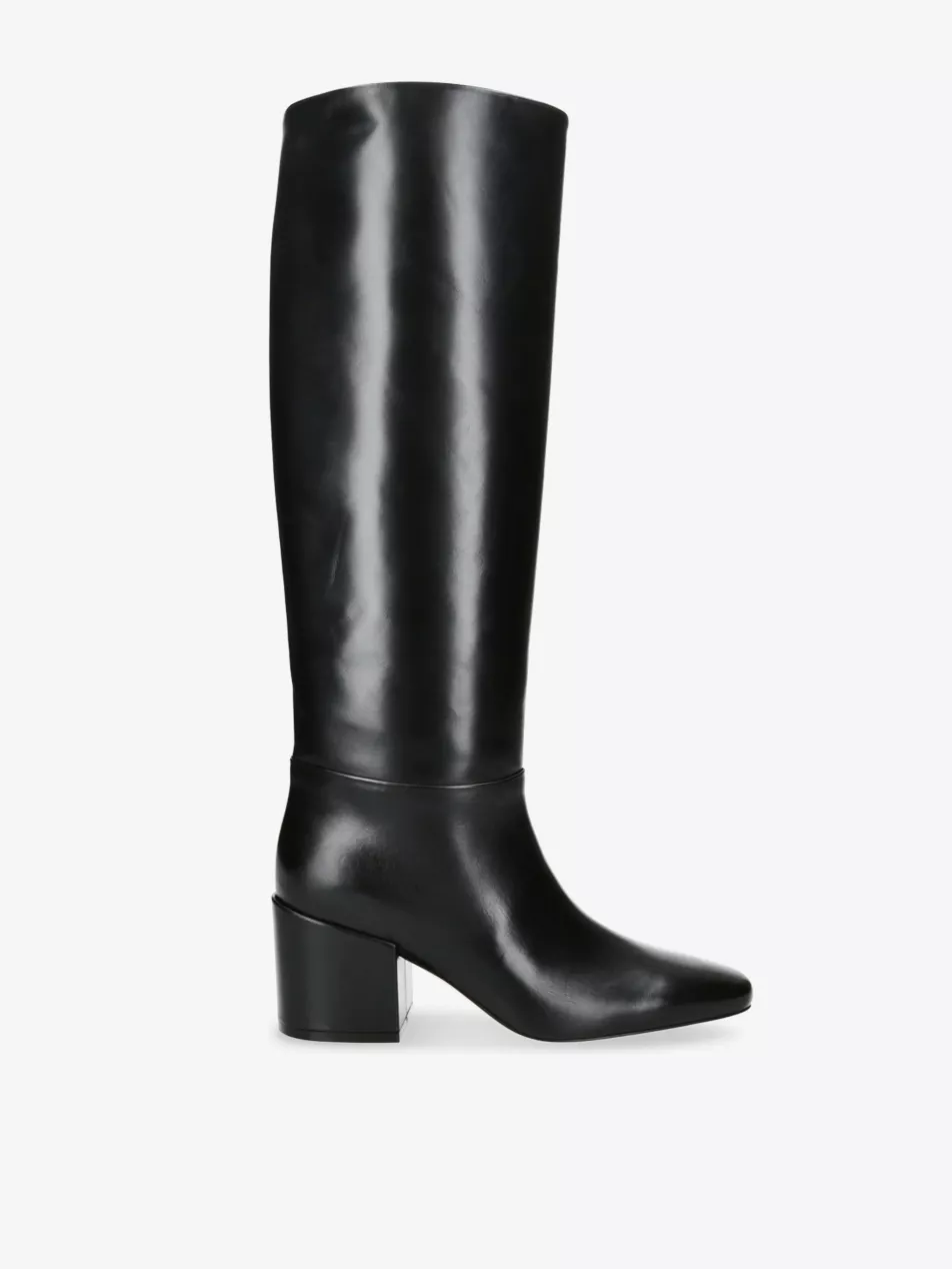 Alma 70 Leather Block-Heel Knee-High Boots