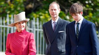 Sophie, Duchess of Edinburgh, Prince Edward, Duke of Edinburgh and James, Earl of Wessex attend the traditional Easter Sunday Mattins Service