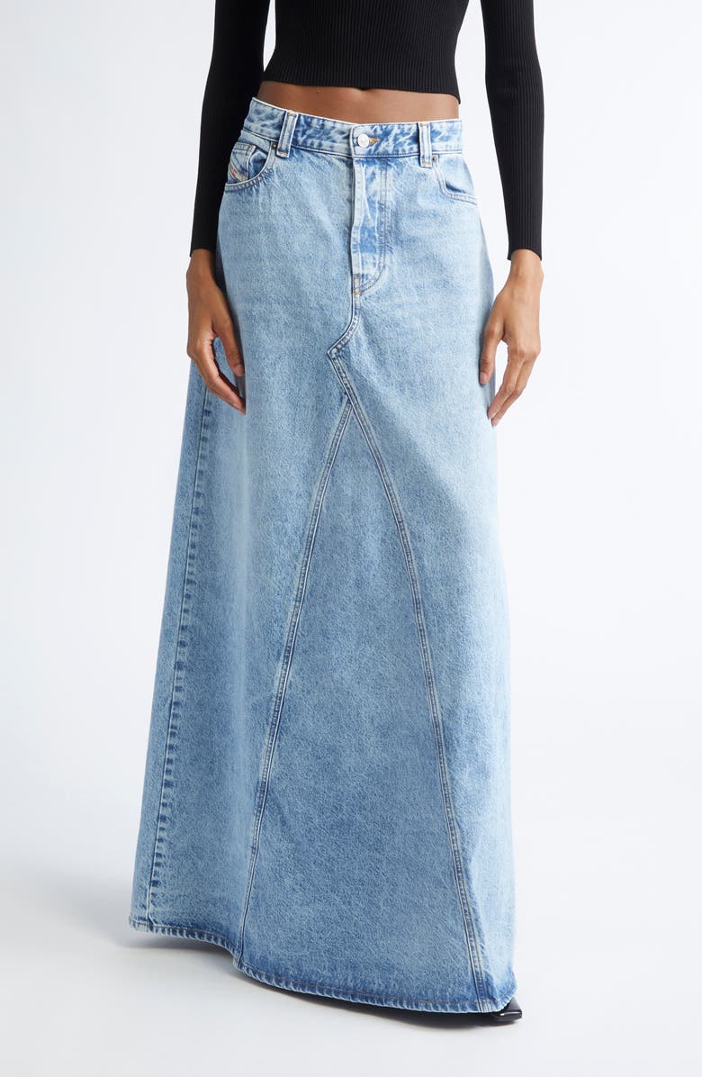 De-Pago Paneled Denim Maxi Skirt