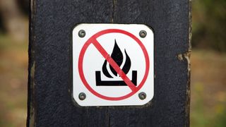 A sign prohibiting fires