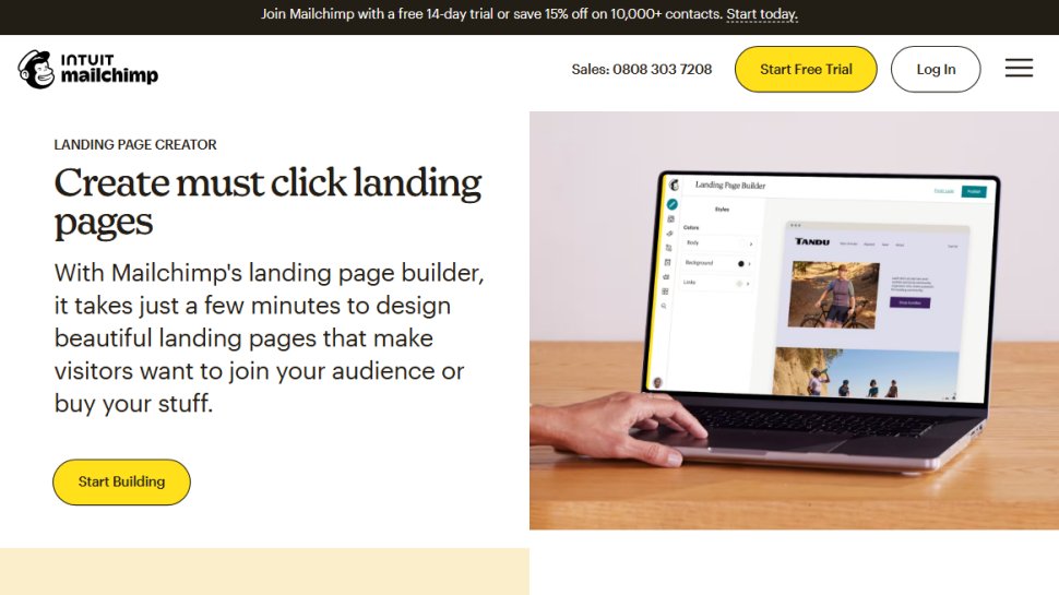 Website screenshot of Mailchimp (August, 2025)