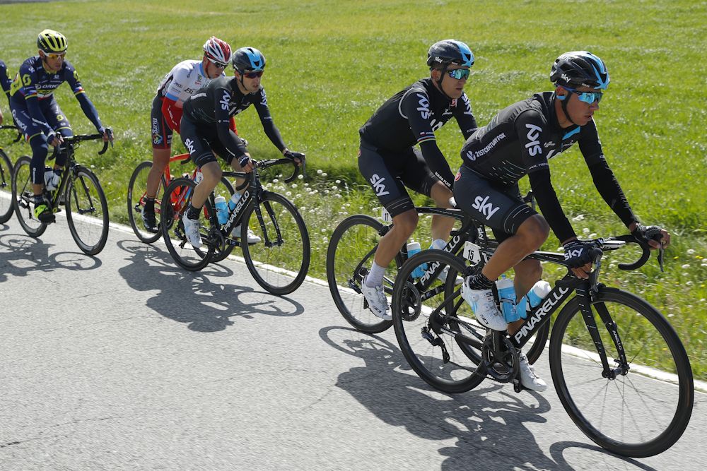 Team Sky in action at the GP Miguel Indurain