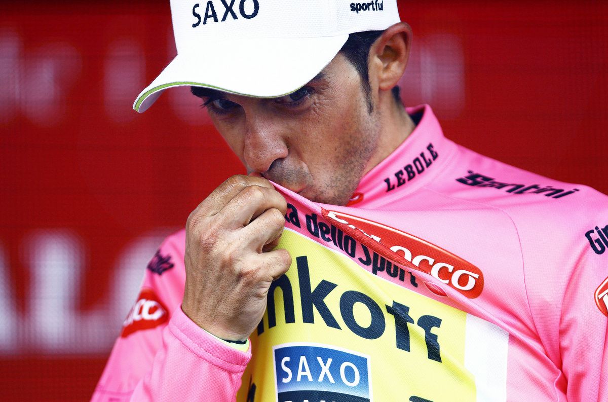 Alberto Contador kissed many a leader's jersey throughout his career