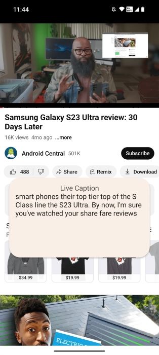 Nothing OS 2.0 live caption on YouTube