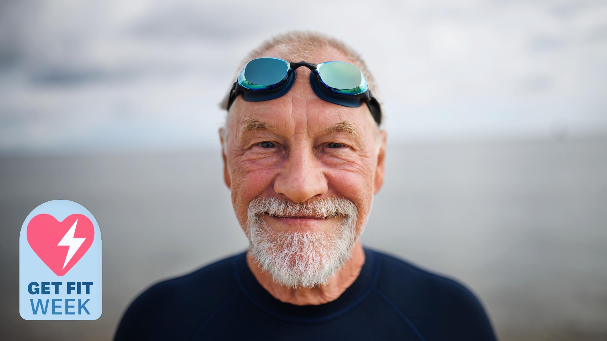 a senior man swimming