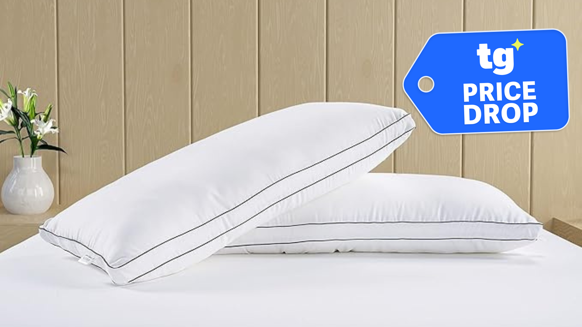 Lane Linen pillows set on the bed