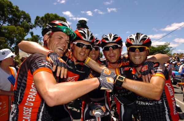 Some pretty happy Caisse d'Epargne riders