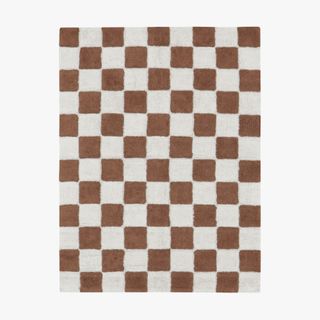 Brown and White Checker Rug