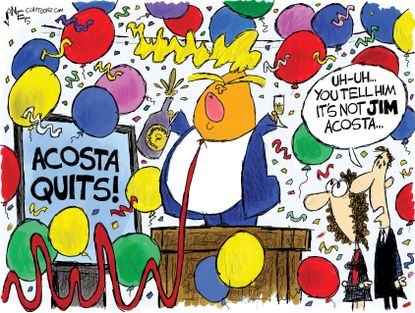 Political Cartoon U.S. Alex Acosta Quits Celebration Jim Acosta Trump