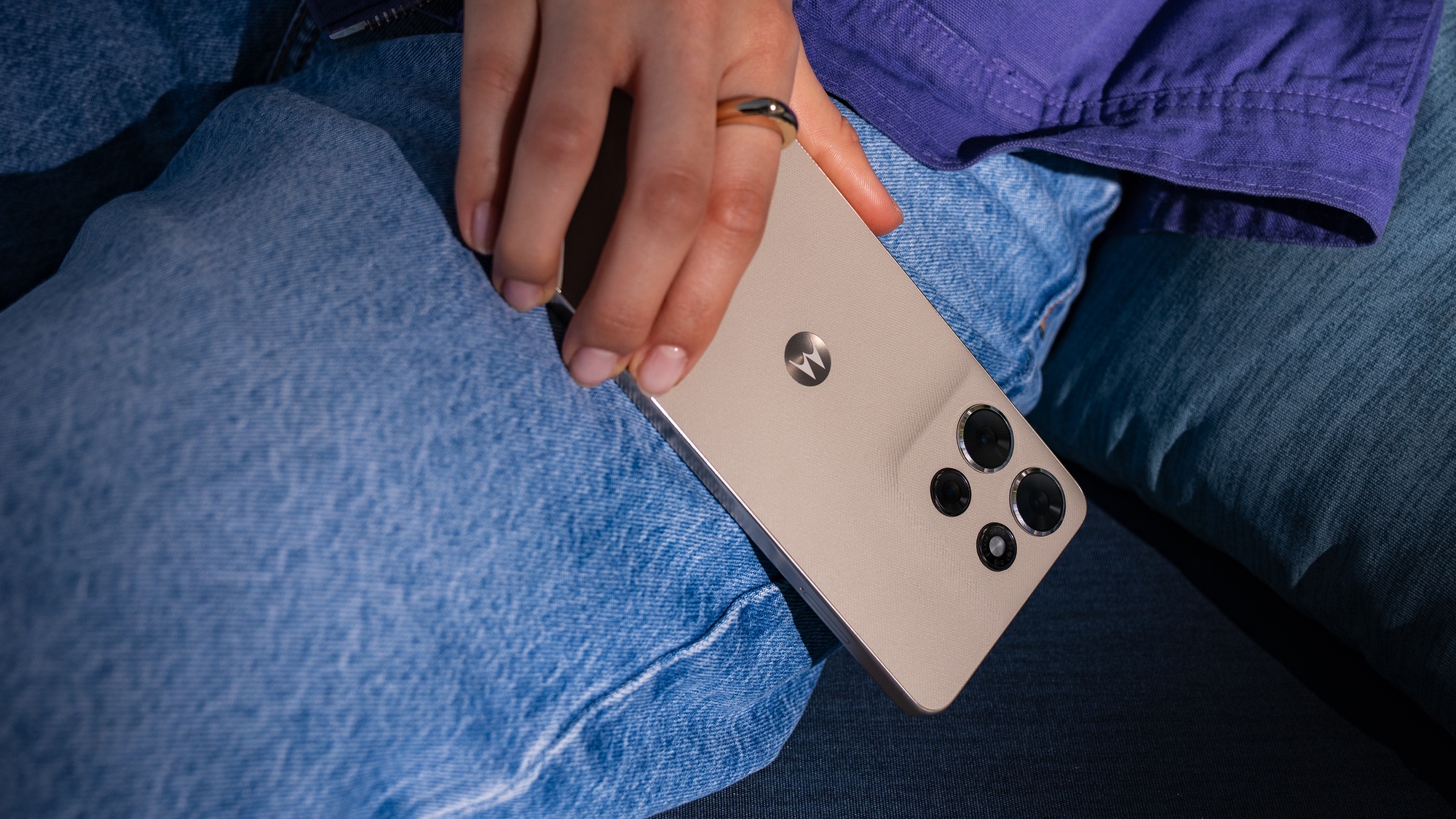 Moto G Power 2026 in Cashmere held in hand