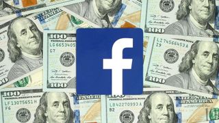 Facebook logo surrounded by money