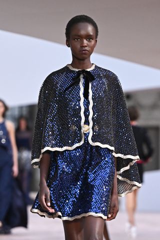 A model walks the runway during the Chanel Haute Couture Spring-Summer 2025 show as part of Paris Fashion Week on January 28, 2025