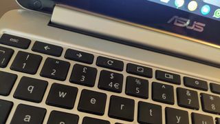Close up of laptop keypad