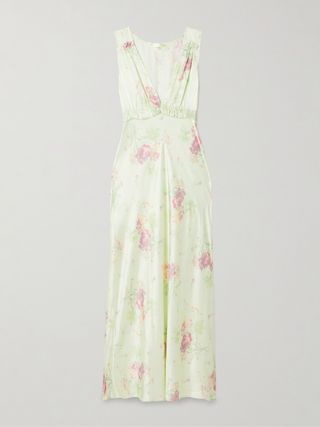 Suniva Ruffled Floral-Print Silk-Charmeuse Maxi Dress