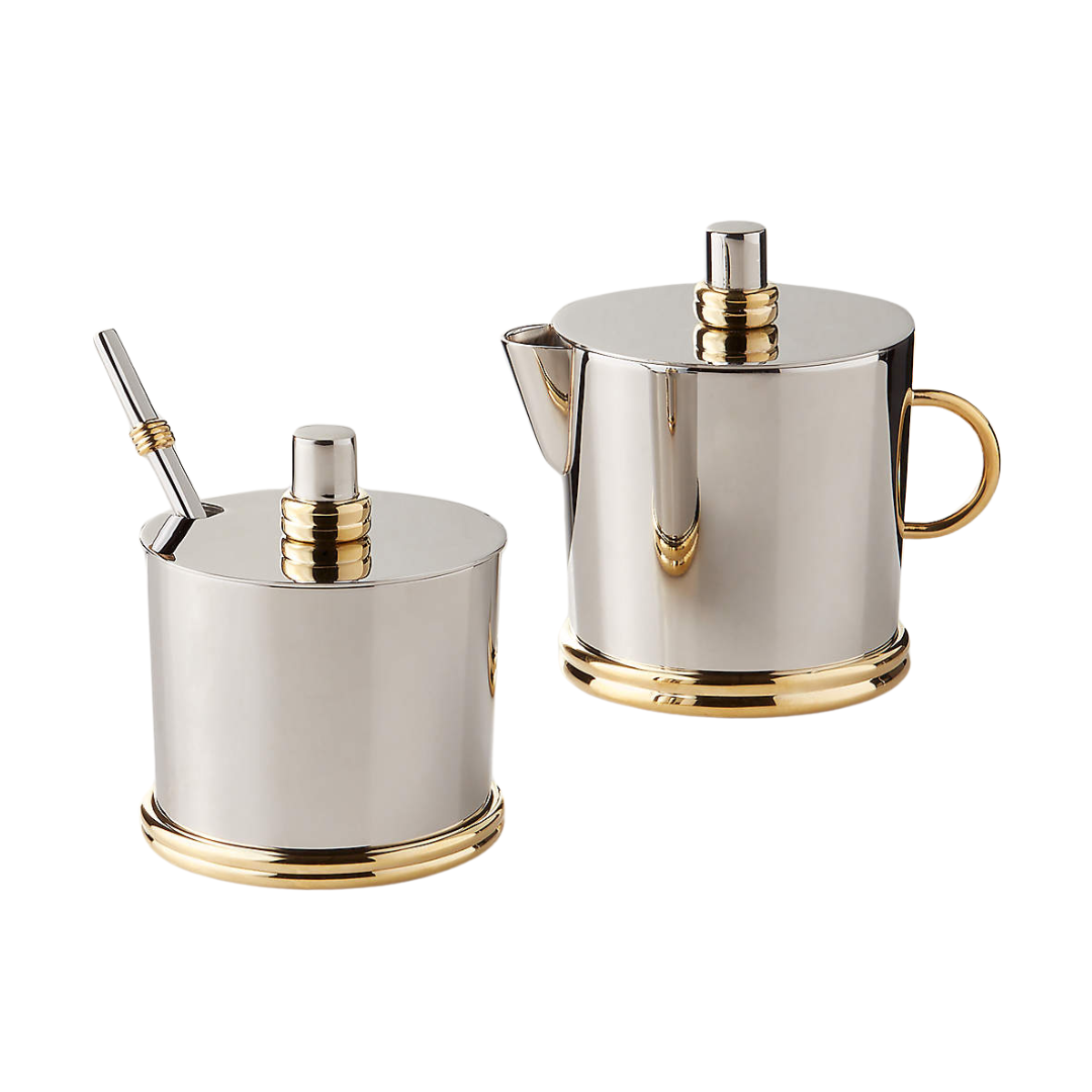 Leclaire Stainless Steel Creamer and Sugar Set