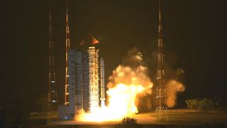A Chinese Long March 2C rocket launches the Haiyang 1D ocean monitoring satellite from the Taiyuan Satellite Launch Center in northern China, on June 11, 2020.