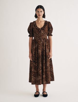 Leopard Print Cord Flossie Midi Dress