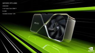 Et skjermbilde fra GeForce Beyond som viser et RTX 4090-kort med spesifikasjoner