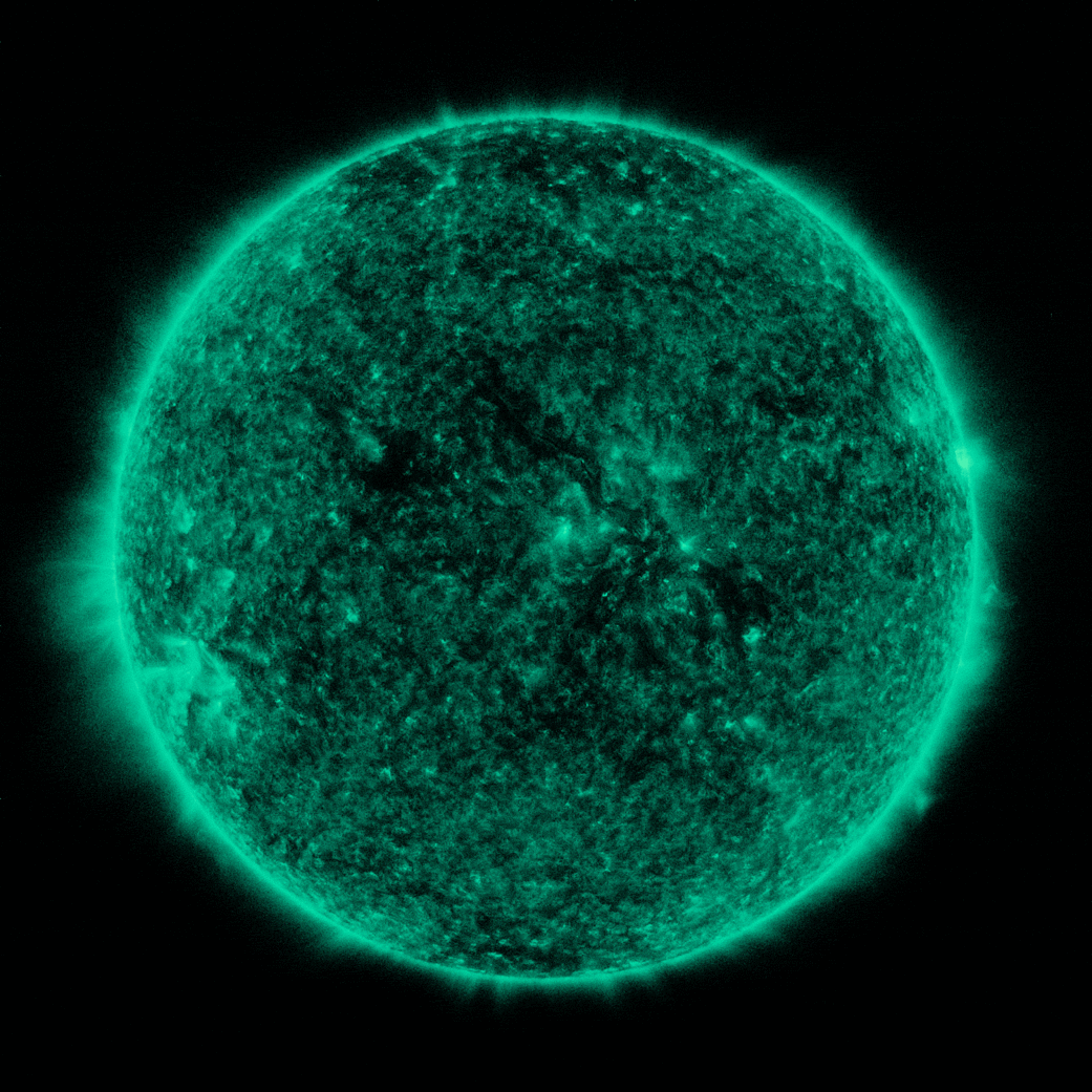 The moon photobombs the sun in a lunar transit in this view from NASA's Solar Dynamics Observatory spacecraft taken on Oct. 19, 2017.