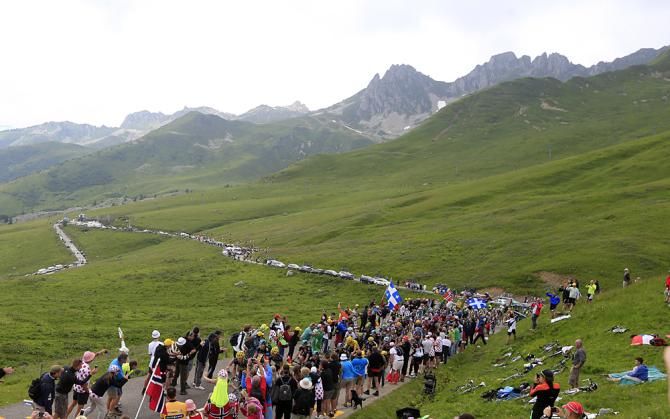 The fans packed the route on stage 19