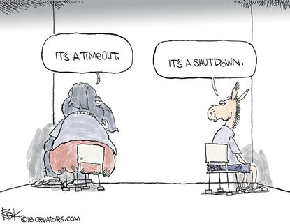 Political cartoon U.S. democrats republicans government shutdown
