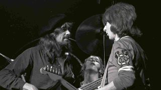 Boz Burrell and Mick Ralphs of Bad Company performing live in 1977