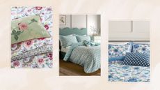  collage of three sets of bedding from the new M&S collection 