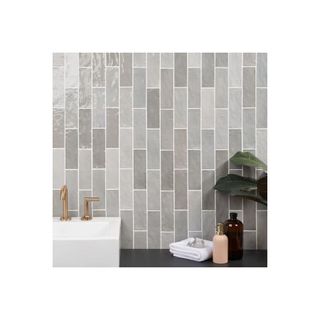 grey bathroom subway tile