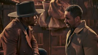 Jonathan Majors and Damon Wayans Jr. in The Harder They Fall