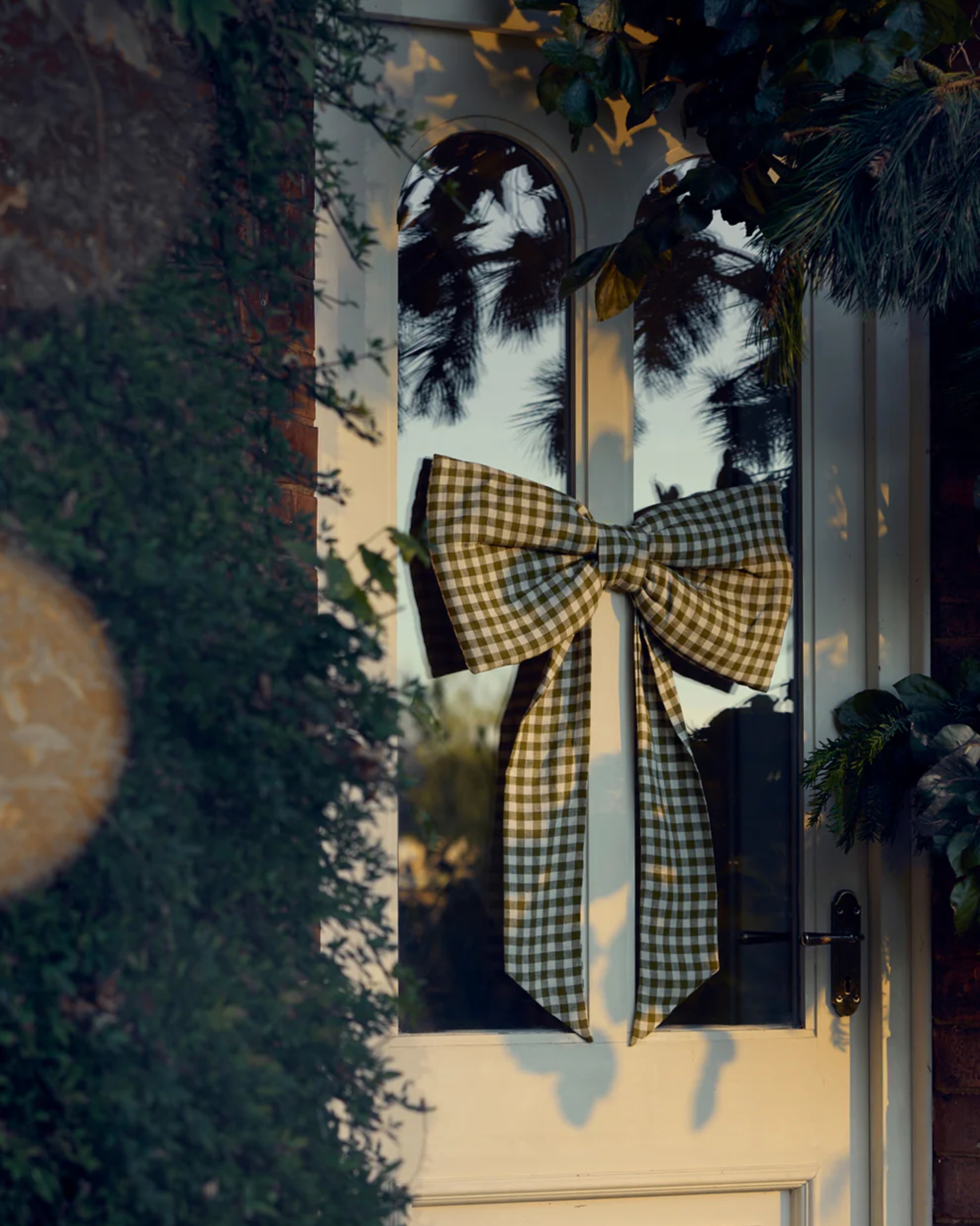 Piglet in Bed UK, Botanical Green Gingham Linen Blend Bow