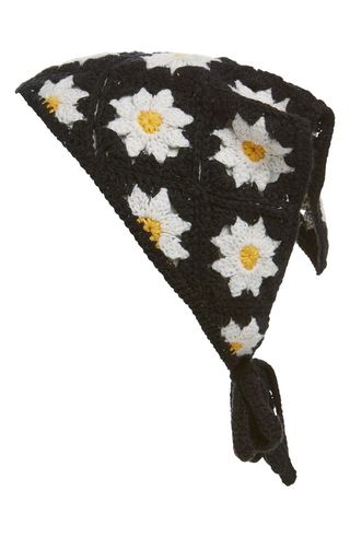 Chrysanthemum crocheted headscarf